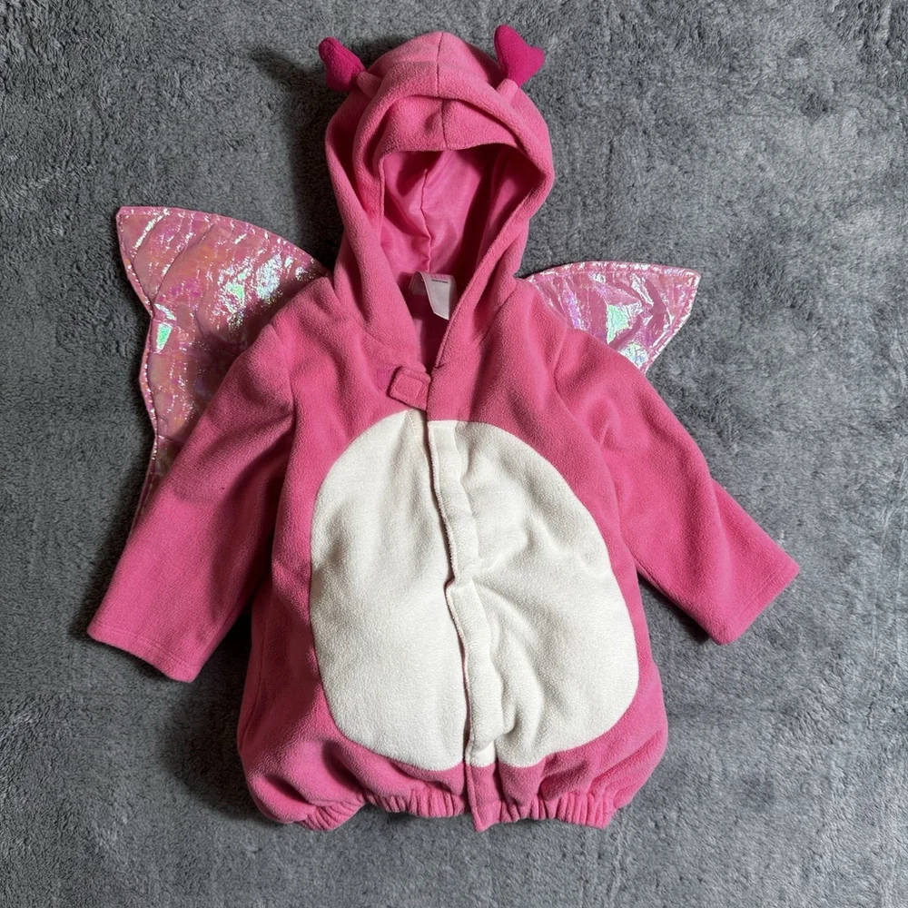 Old Navy Pink Butterfly Costume Fleece Toddler Size 2T-3T Hooded Wings Halloween